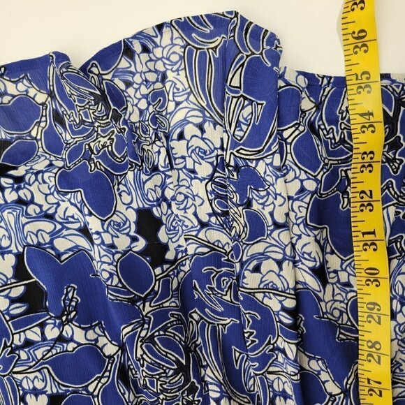 Lane Bryant Women's Floral Electric Blue Side Slit Maxi Skirt Size 14 - Picture 11 of 12